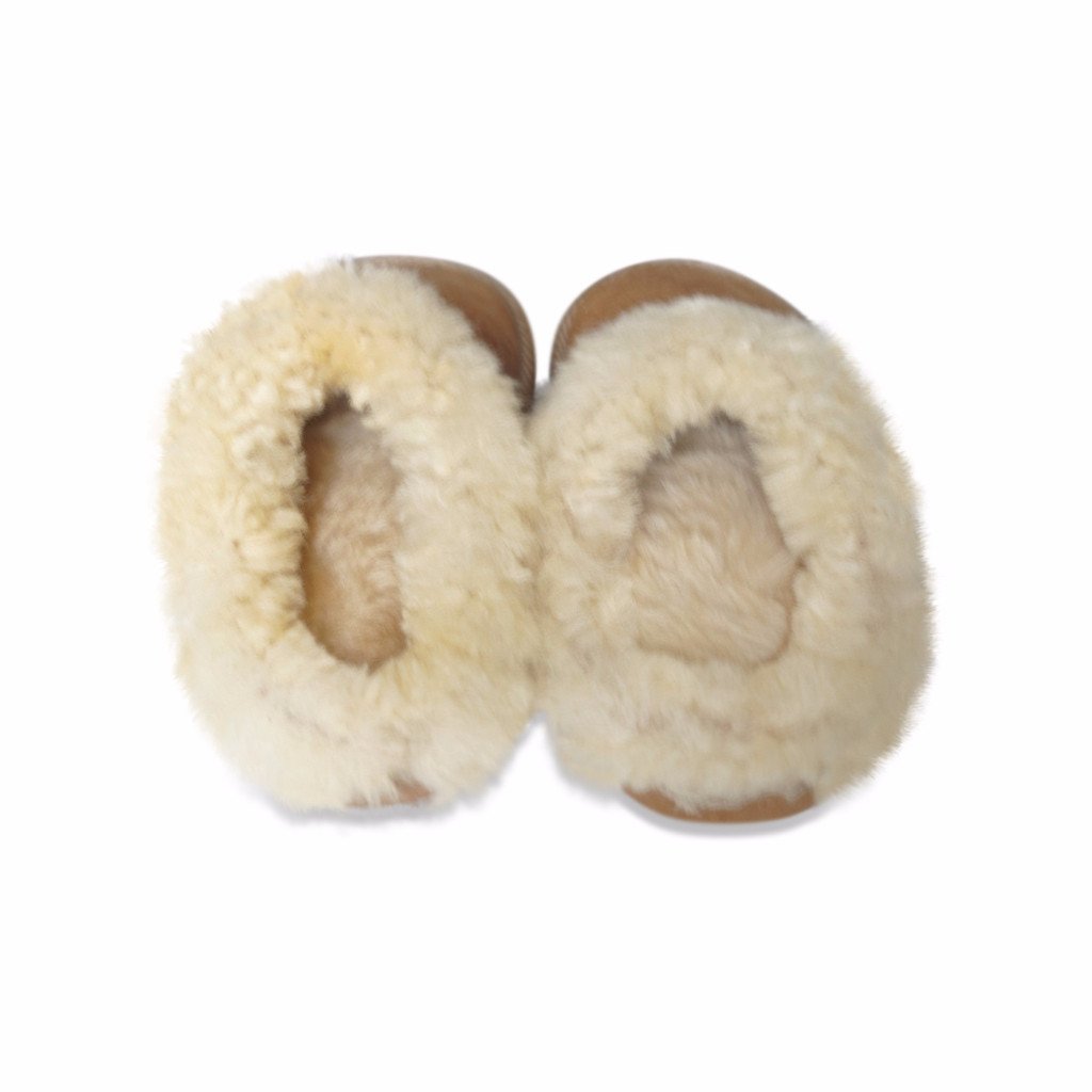 Slippers i rulam med pelskant - 100% lammeskind - RumRum