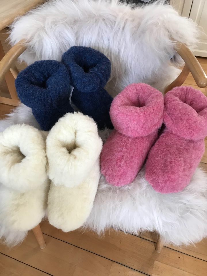 Mørkeblå hjemmesko i 100% lammeuld