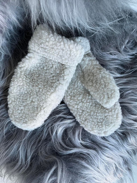 Luffer i lysgrå uld